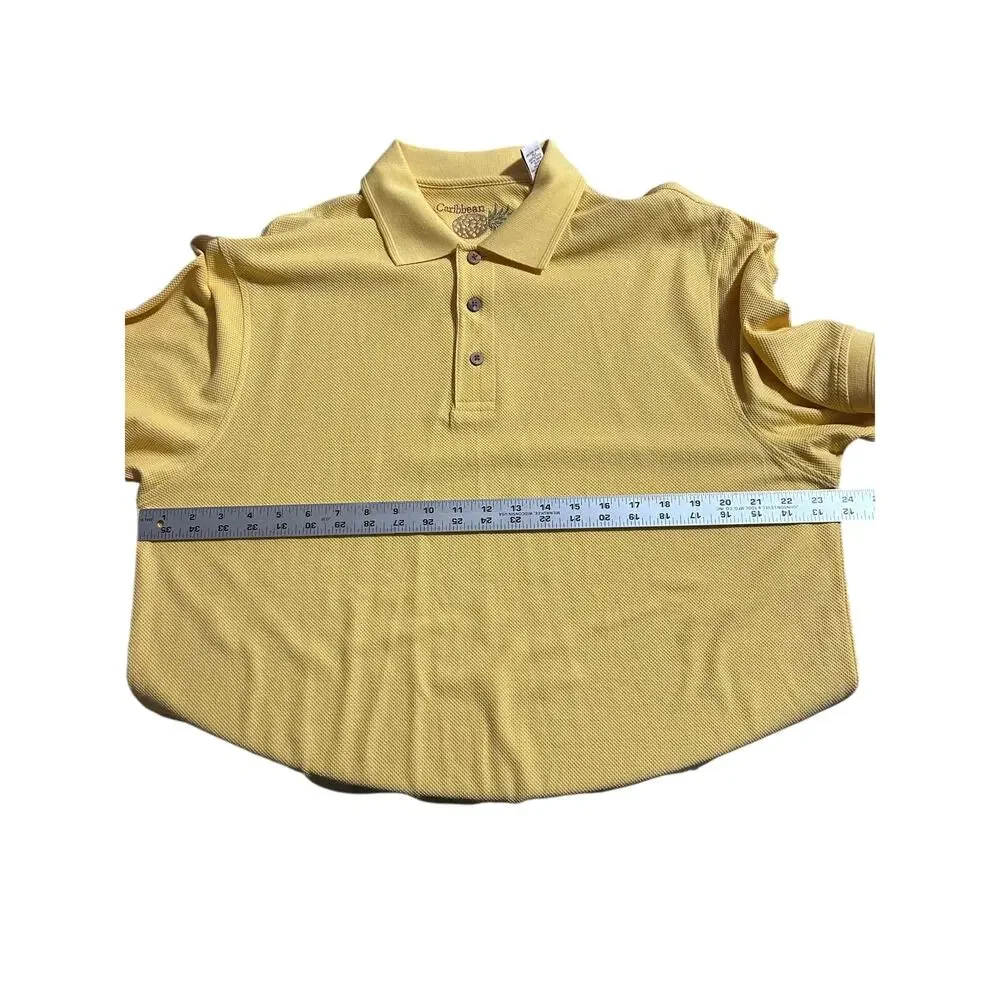 Carribean Men's sz L Silk Cotton Blend Yellow Polo